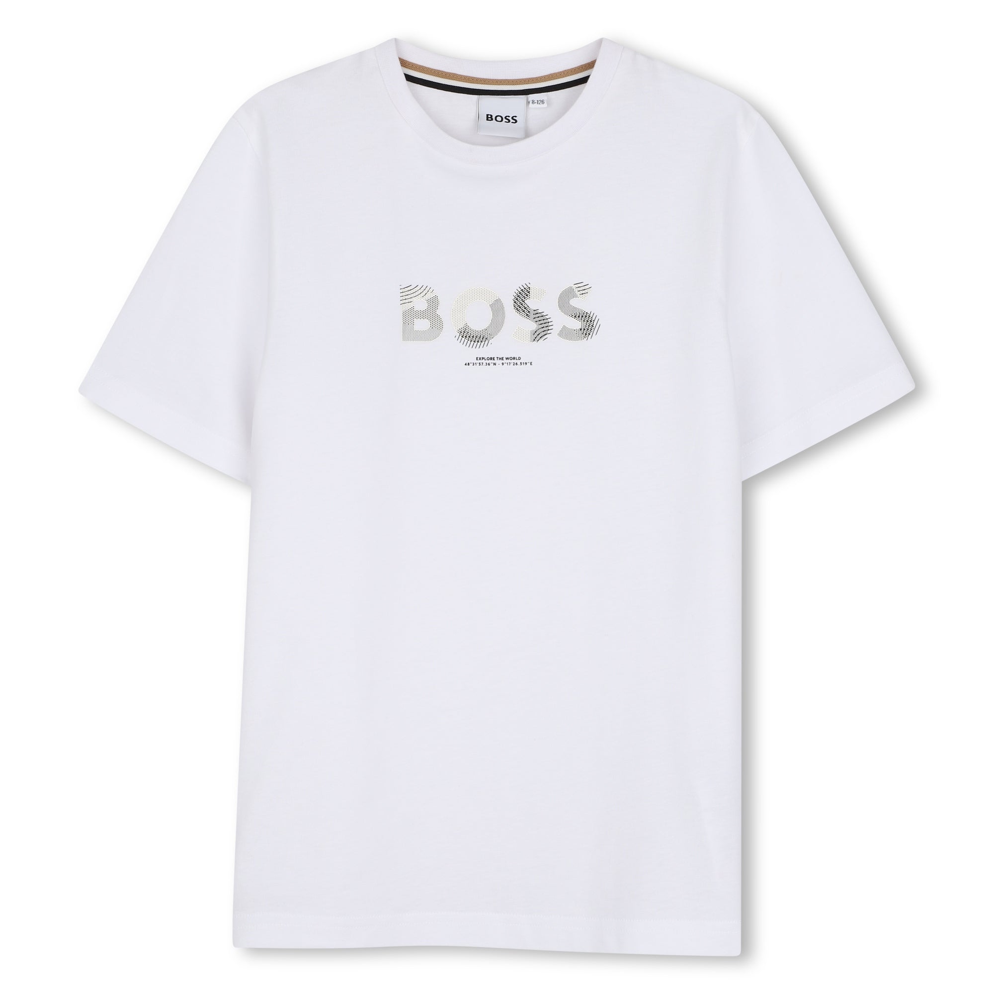 BOSS Boys White Short Sleeves Tee-Shirt