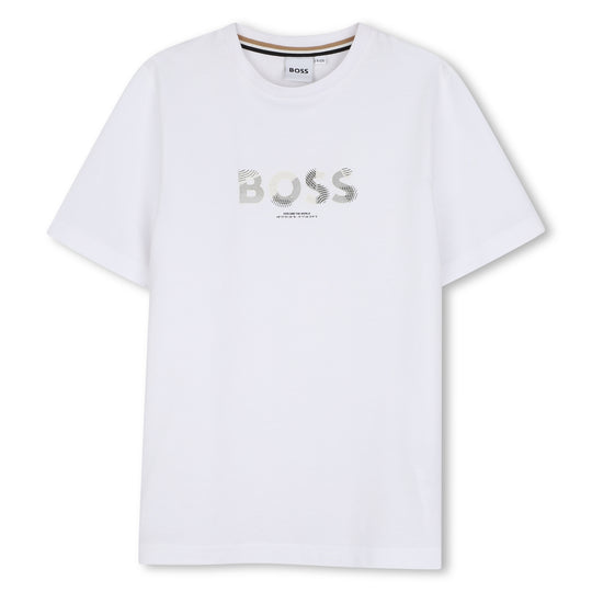 Boys White Short Sleeves Tee-Shirt