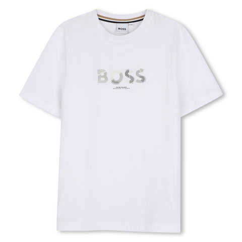 BOSS Boys White Short Sleeves Tee-Shirt