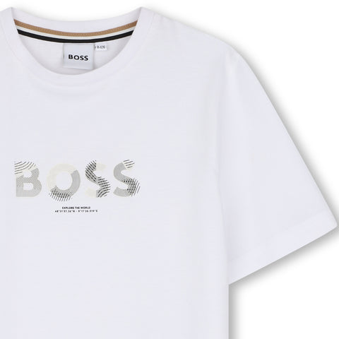 BOSS Boys White Short Sleeves Tee-Shirt