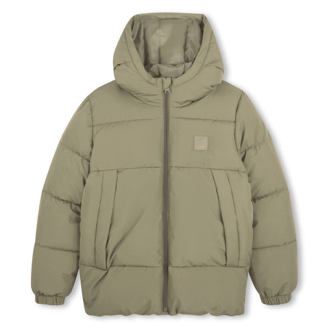 BOSS Boys Khaki Hooded Puffer Jacket