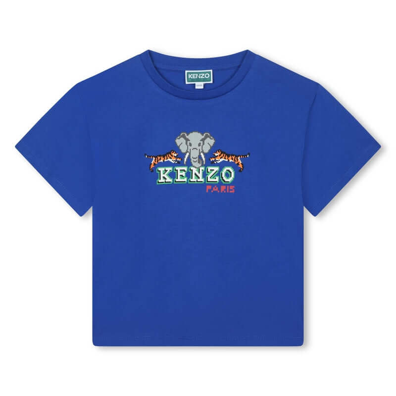 Kenzo Kids Boys Blue 'JUNGLE GAME' Short Sleeve T-Shirt