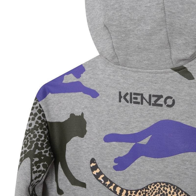 Kenzo Kids Boys Grey Logo Zip Up Hoodie