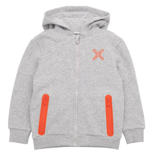 Boys Grey Zip Up Hoodie