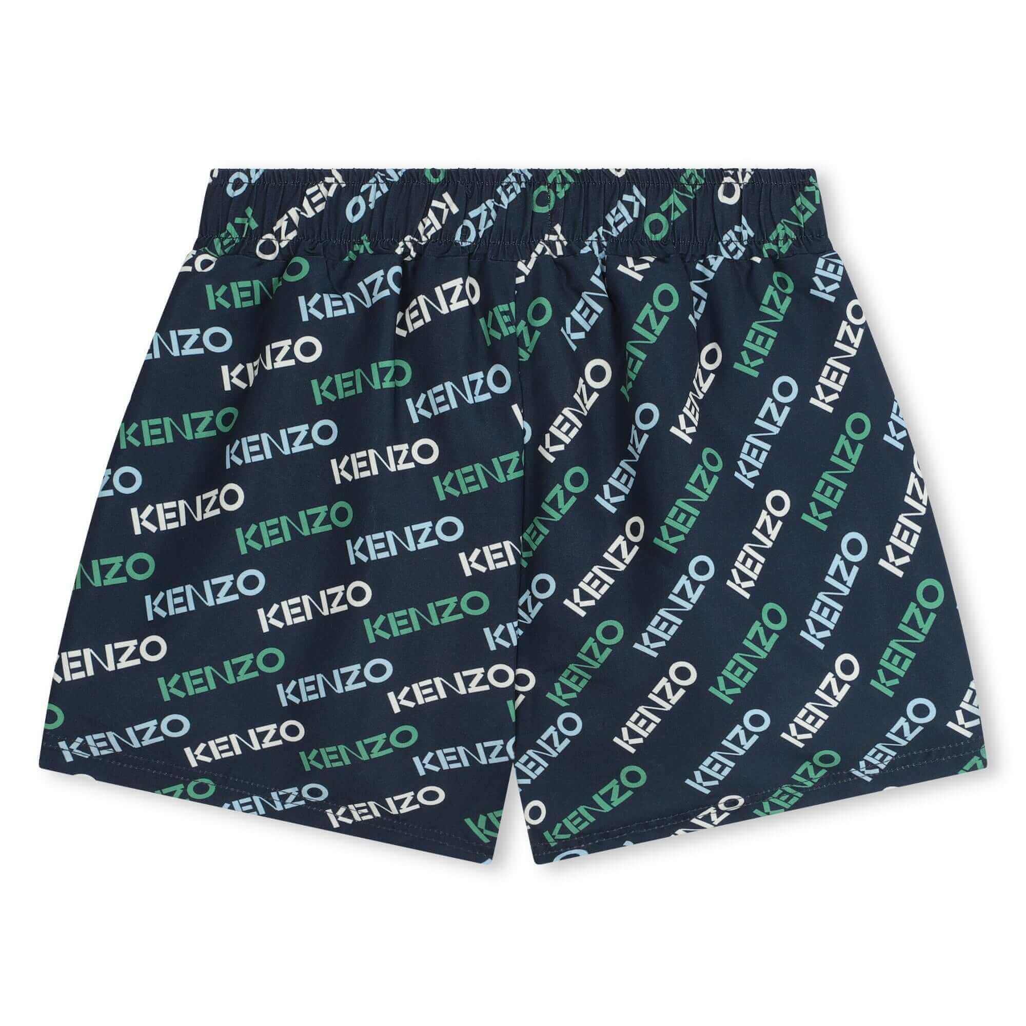 Kenzo Kids Boys Navy All Over Logo Swimming Shorts
