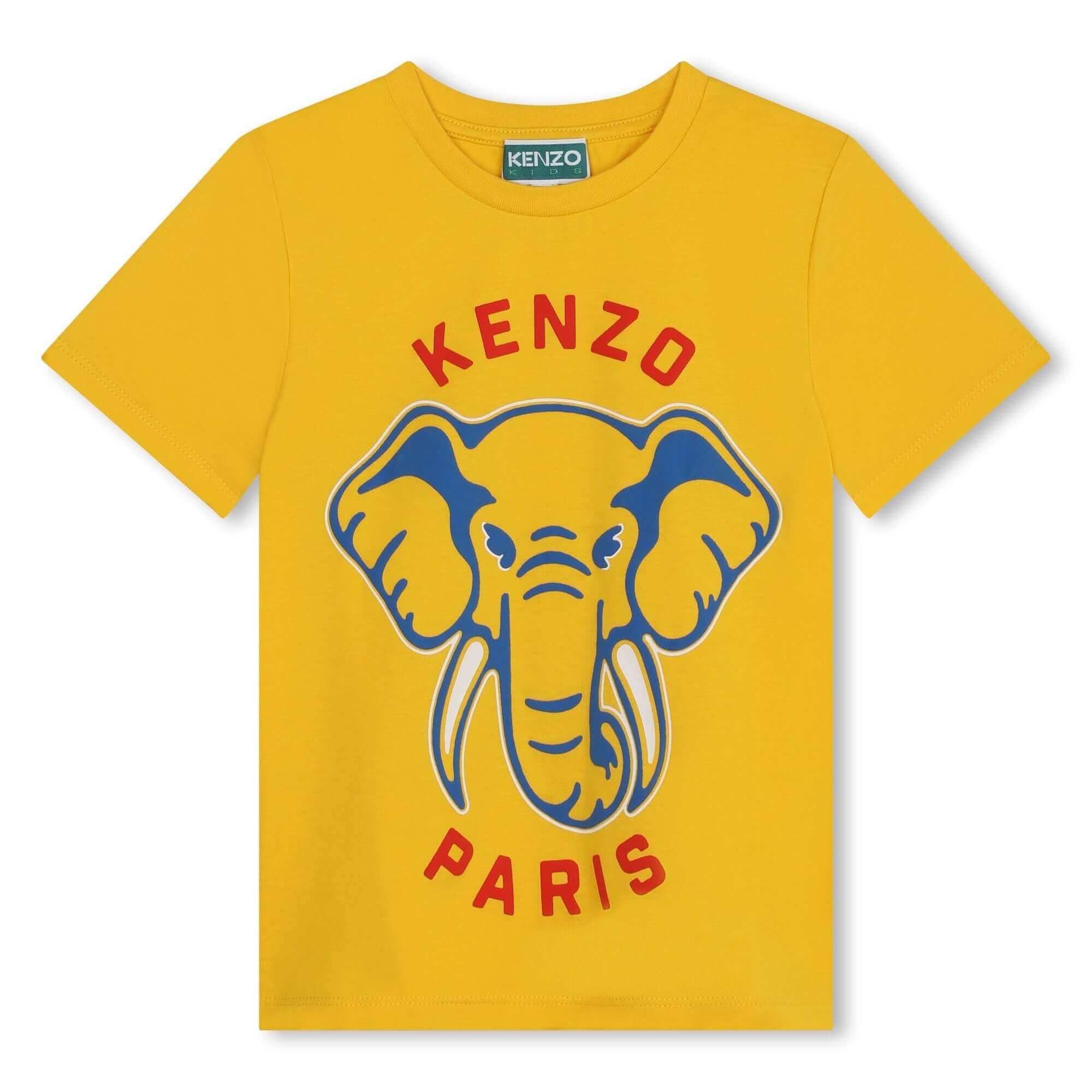 Kenzo Kids Boys Yellow Elephant Print T-Shirt