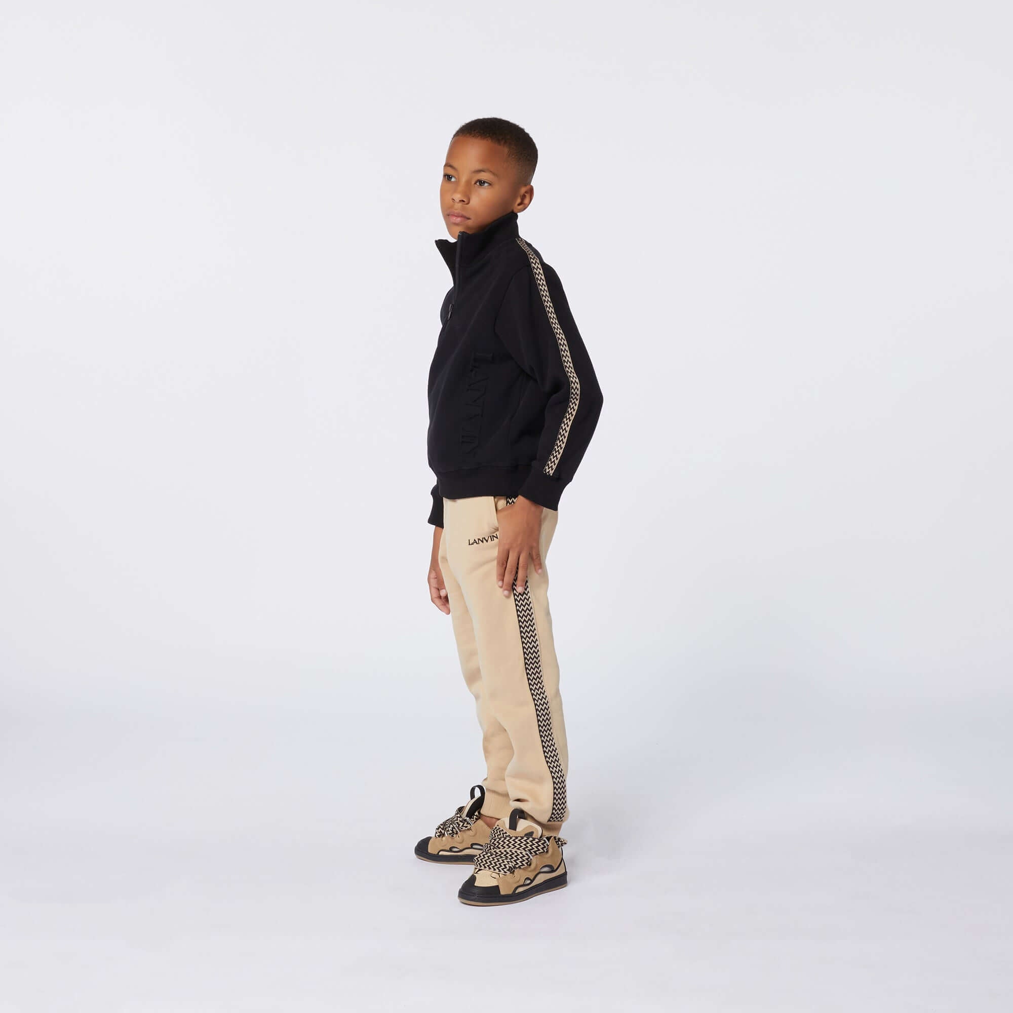 LANVIN Boys Beige Curb Logo Joggers