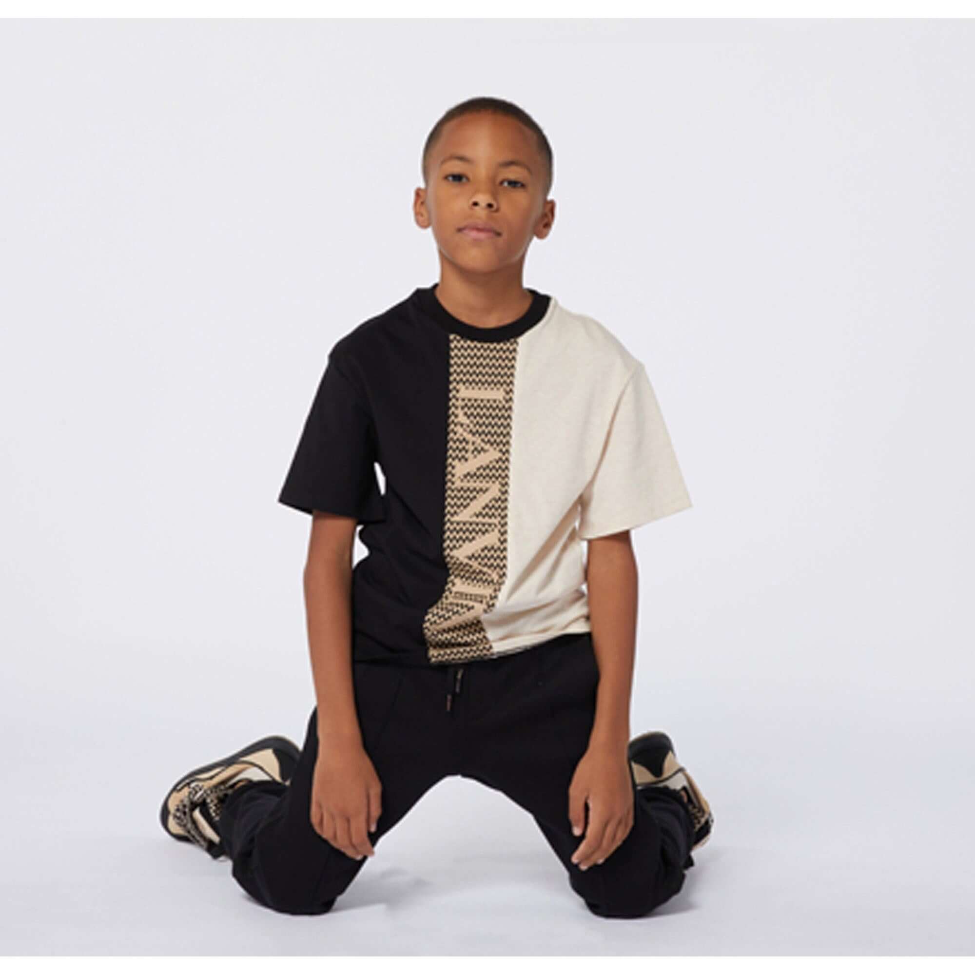 LANVIN Boys Beige Curb Logo T-shirt