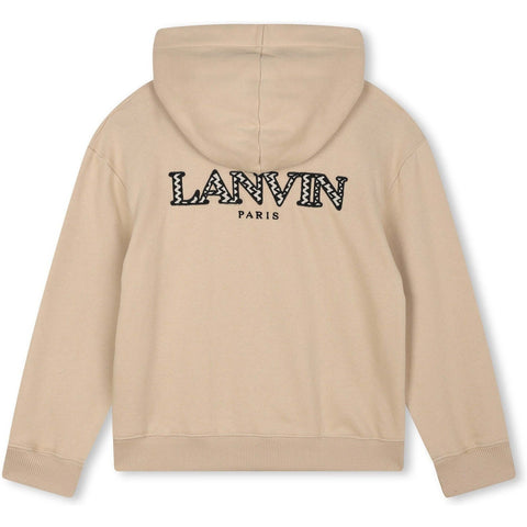 LANVIN Boys Beige Curb Logo Zip Up Hoodie