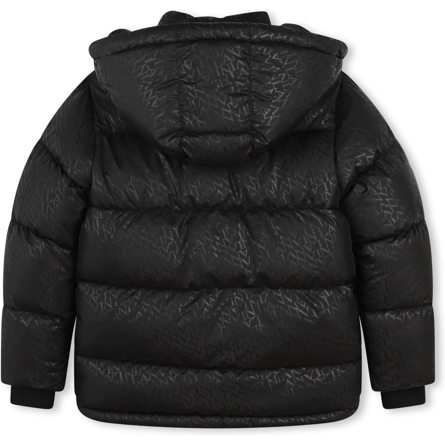 LANVIN Boys Black curb Detail Puffer Coat