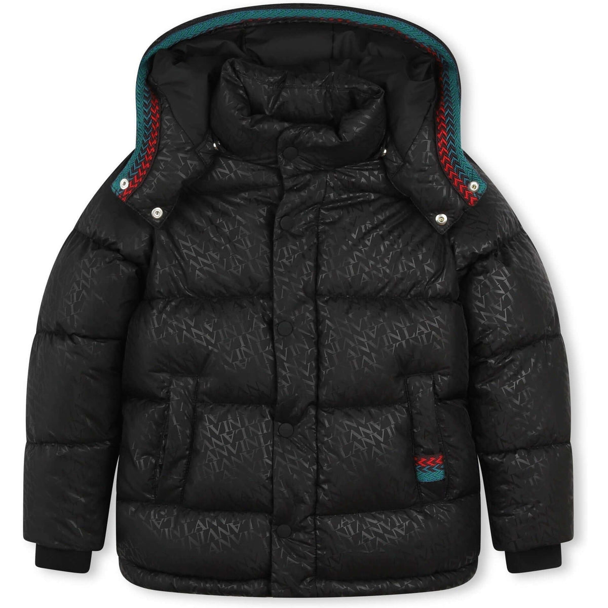 LANVIN Boys Black Curb Detail Puffer Coat