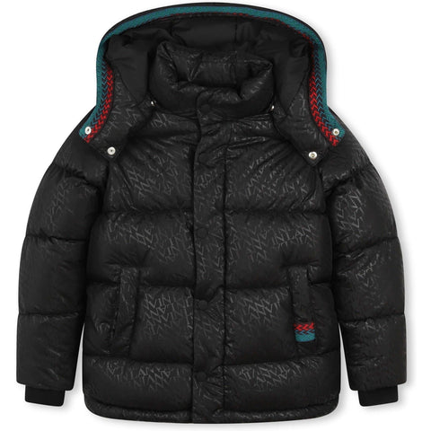 LANVIN Boys Black curb Detail Puffer Coat