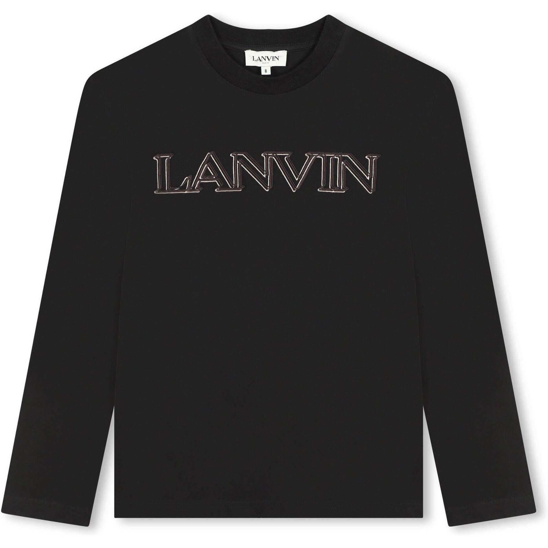 LANVIN Boys Organic Black Logo T-shirt