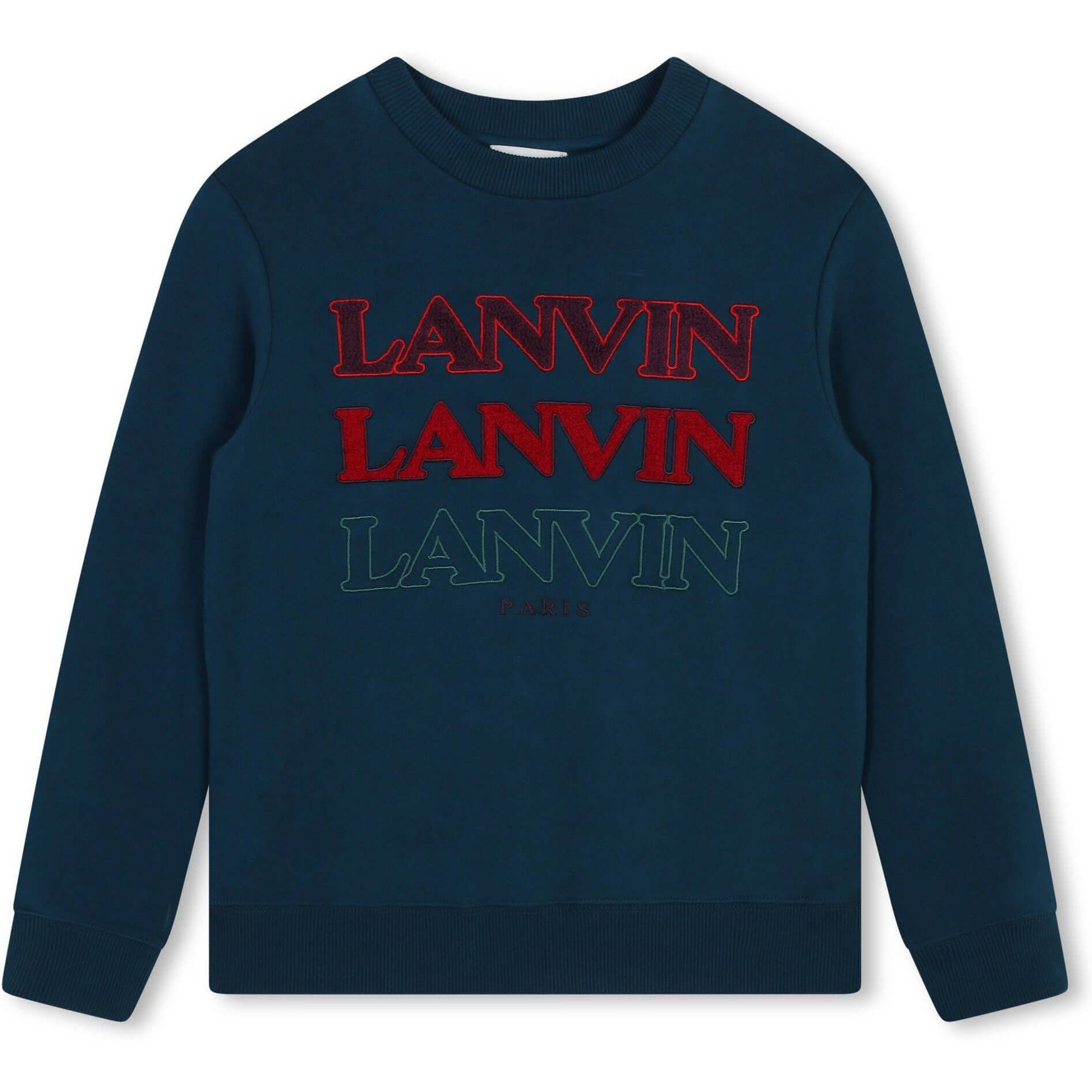 LANVIN Boys Organic Teal Logo Sweatshirt