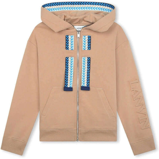 Boys Beige Curb Zip Up Hoodie