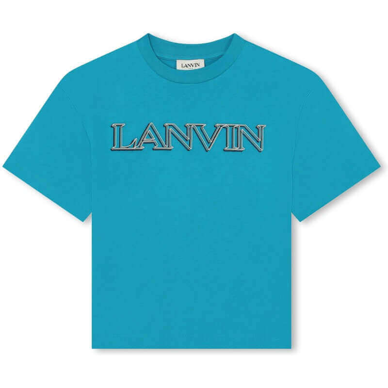 Lanvin Boys Cotton Turquoise Logo T-Shirt