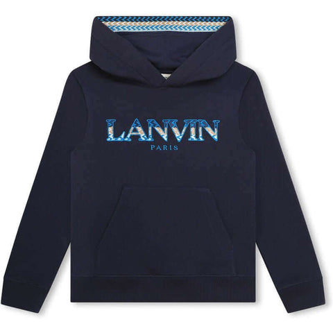 Lanvin Boys Navy Curb Logo Hoodie