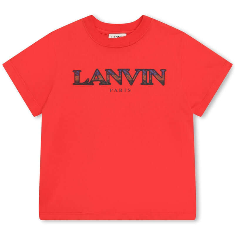 Lanvin Boys Red Colourful Logo T-Shirt