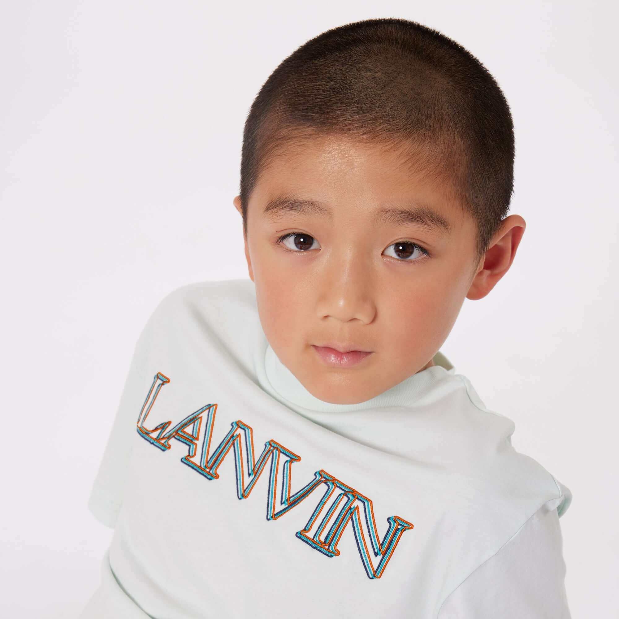 Lanvin Boys White Cotton Logo T-Shirt