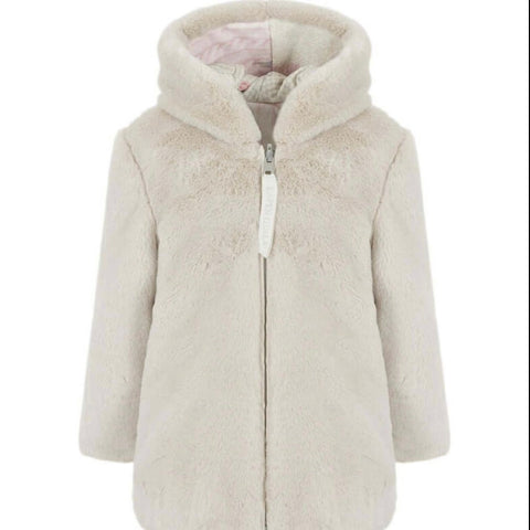 Lapin House Girls Cream Reversible Faux Fur Coat