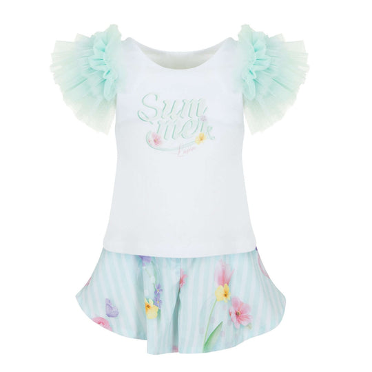 Girls Green Tulle Short Set