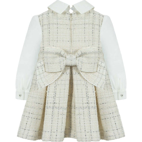 Lapin House Girls Ivory & Silver Cotton Tweed Dress