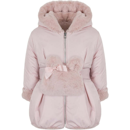 Girls Pink Faux Fur Coat