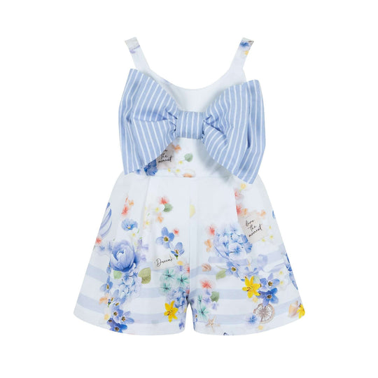 Girls White Bow Playsuit