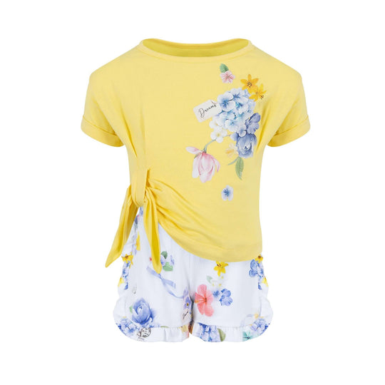 Girls Yellow Floral Short Set
