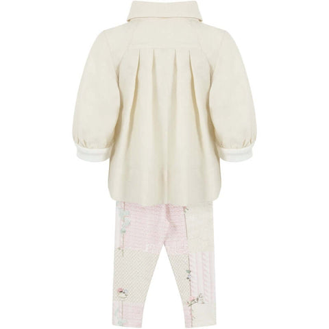 Lapin House Girls cream floral legging Set