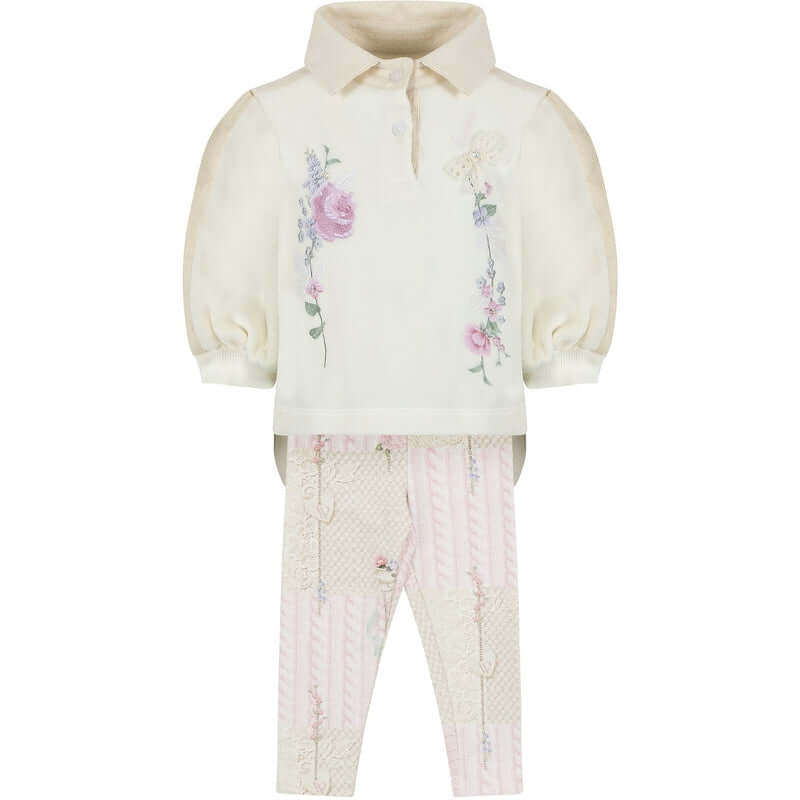 Lapin House Girls cream floral legging Set