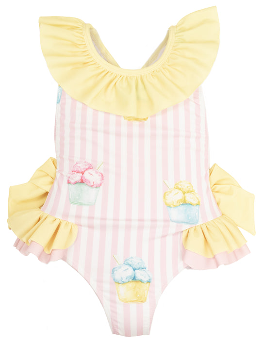 Girls Lemon Ice Cream Swimming Costume