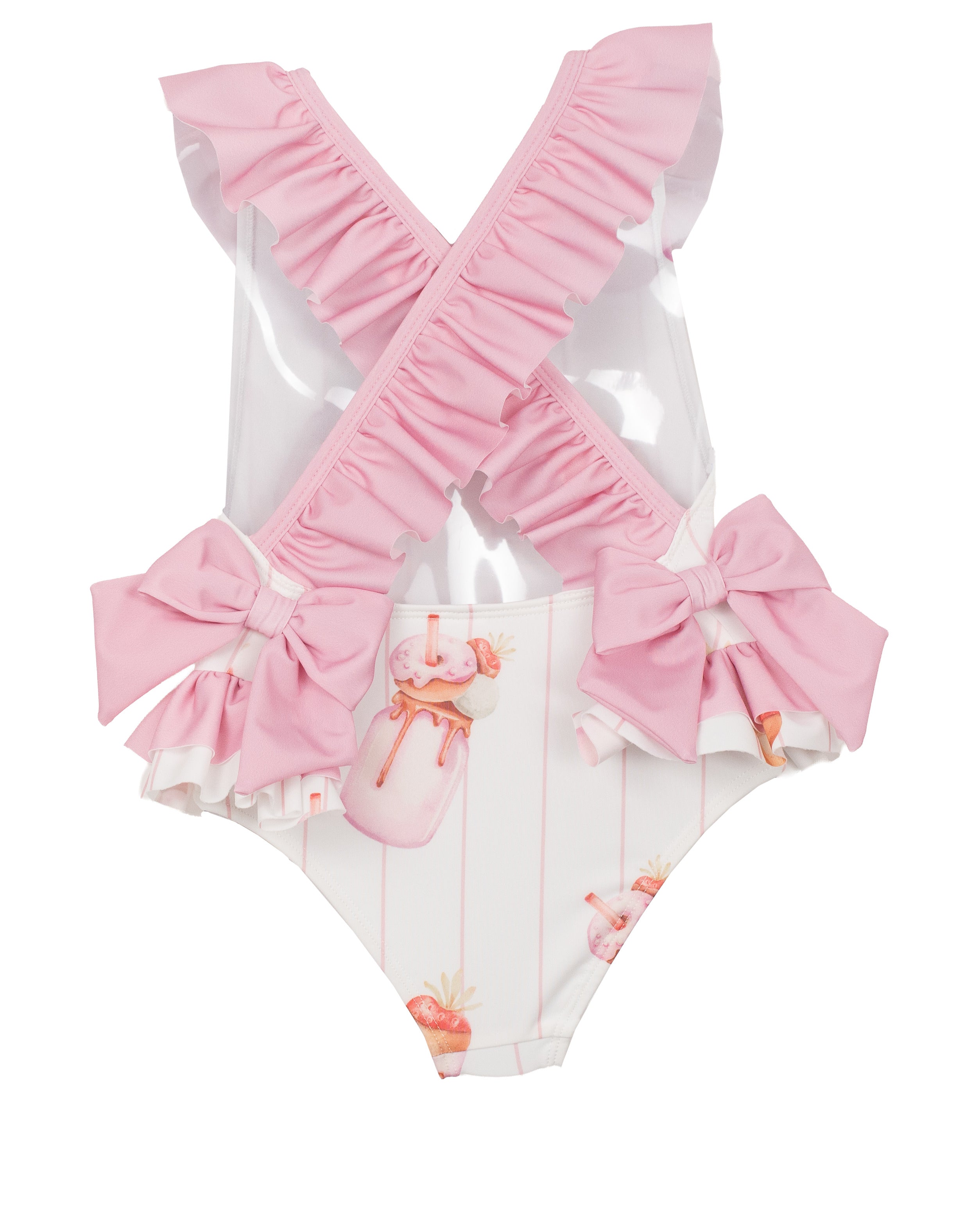 Meia Pata Girls Pink Pink Milkshake Swimming Costume