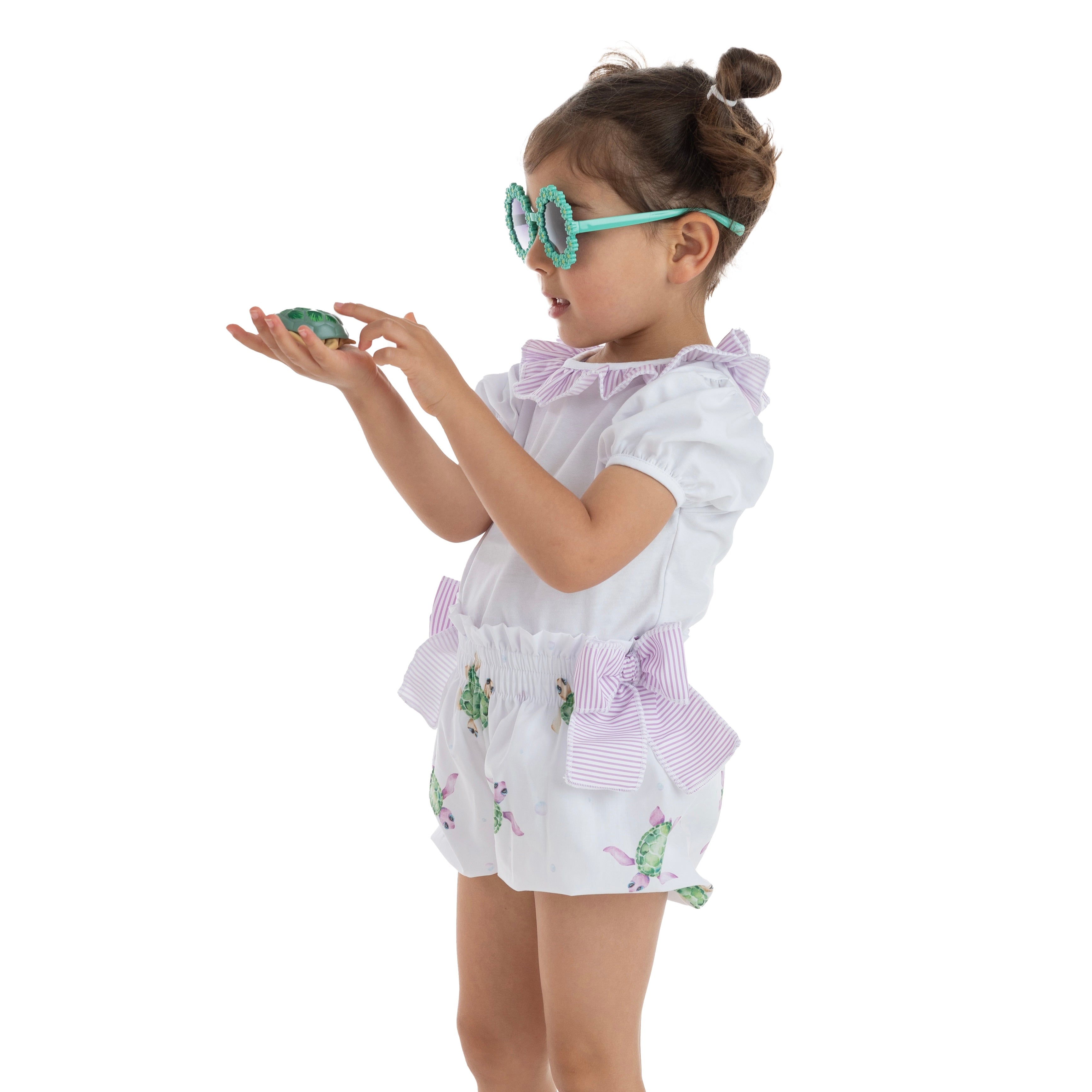 Meia Pata Girls Turtle Print Short Set