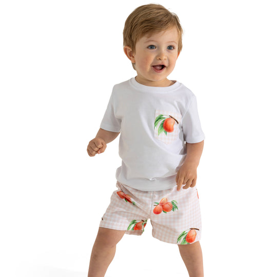 Boys Peach Print Short Set