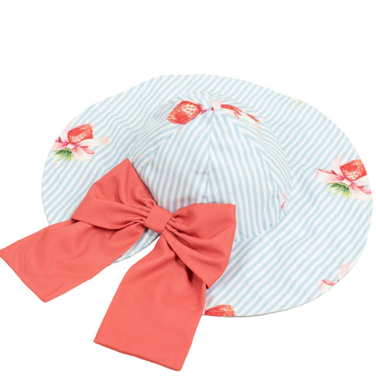 Girls Blue Stripe Strawberry Hat