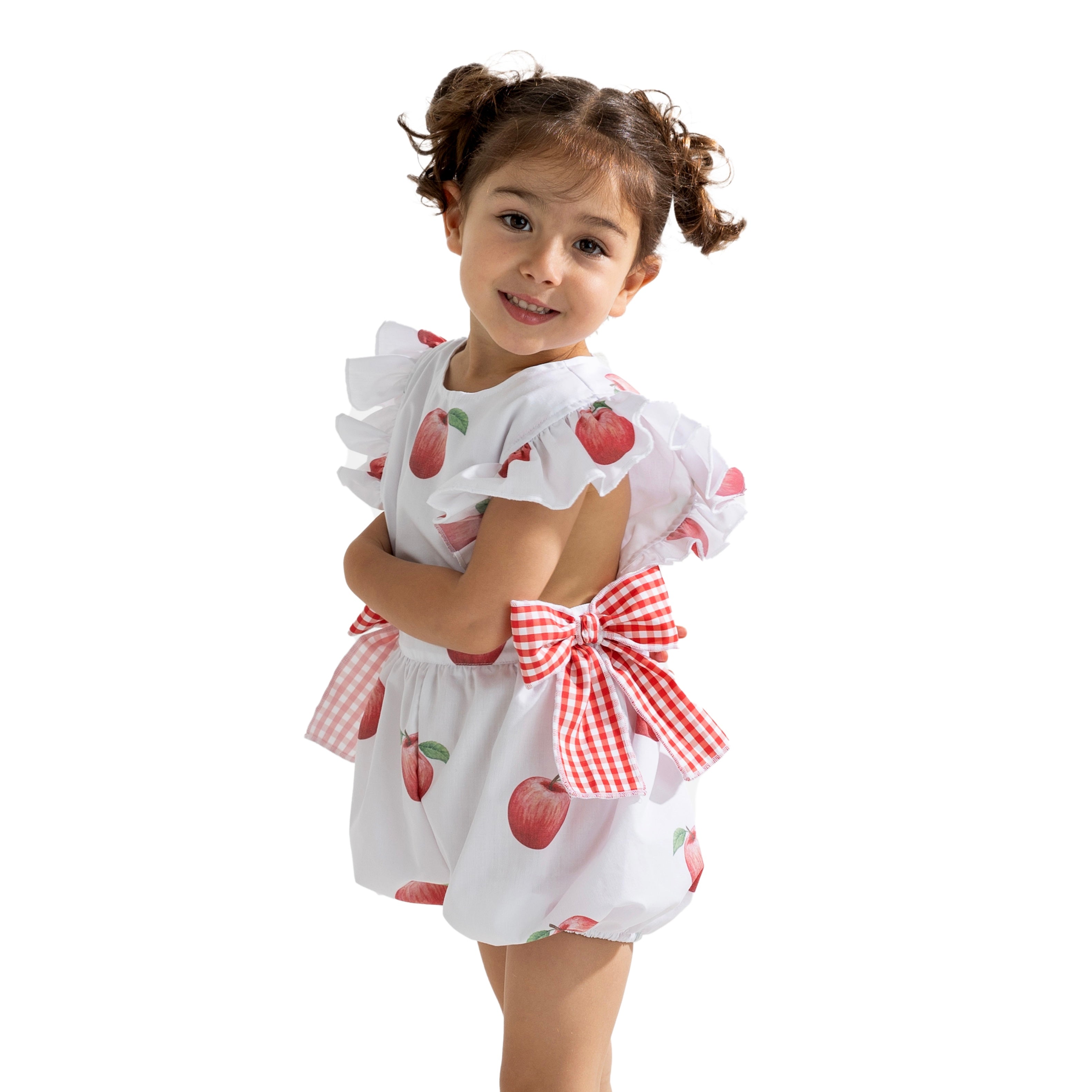 Meia Pata Girls Apple Print Playsuit