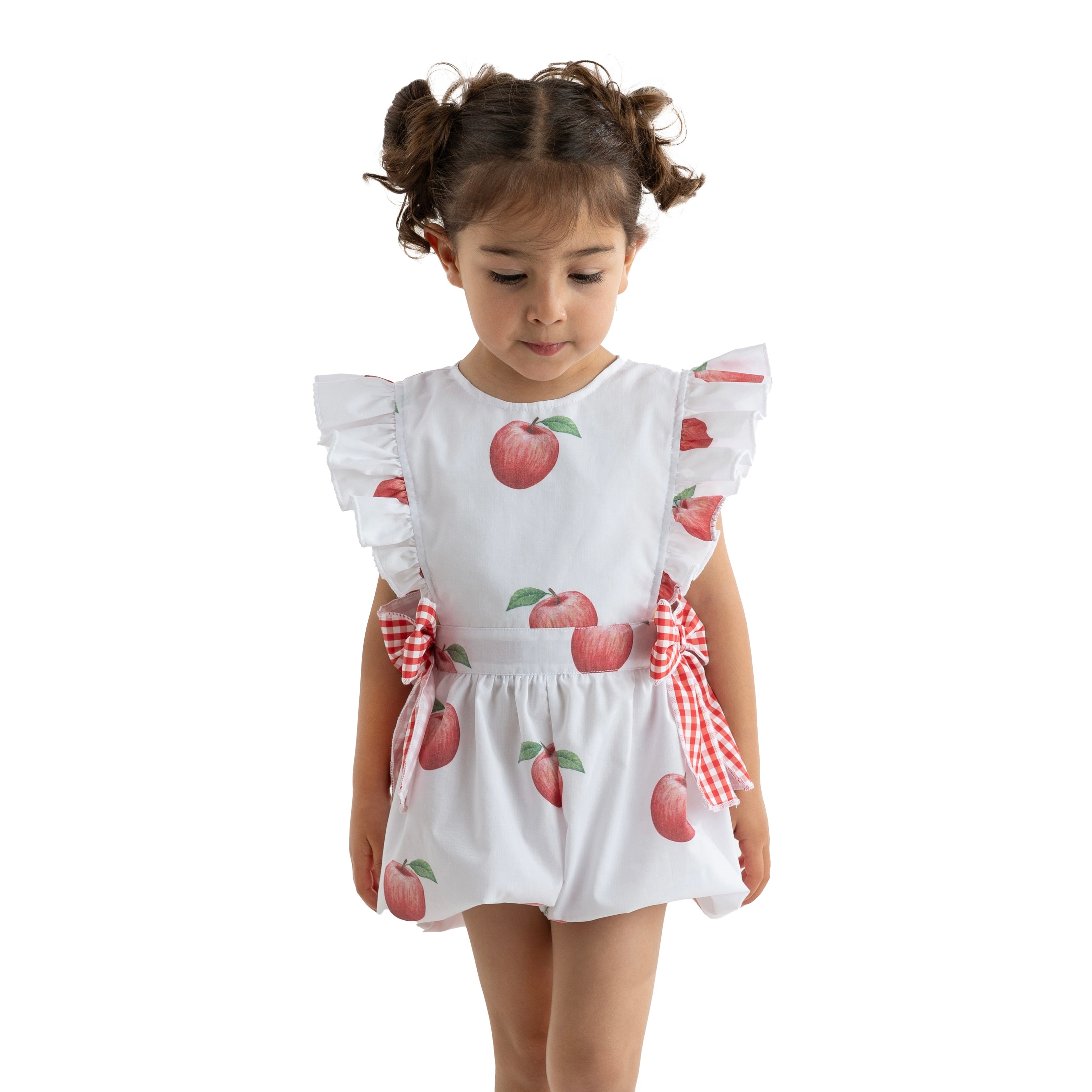 Meia Pata Girls Apple Print Playsuit