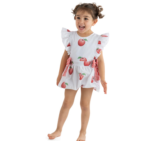 Meia Pata Girls Apple Print Playsuit