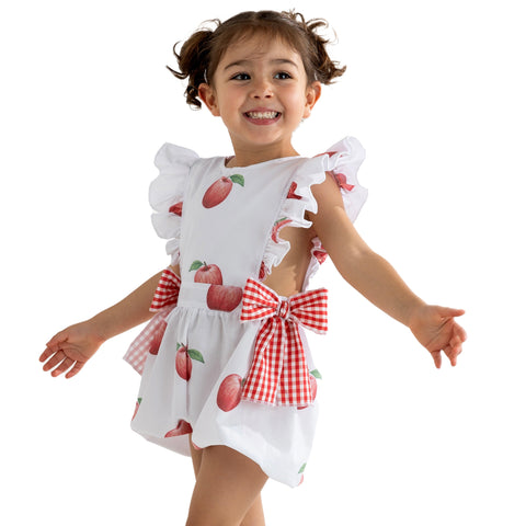 Meia Pata Girls Apple Print Playsuit