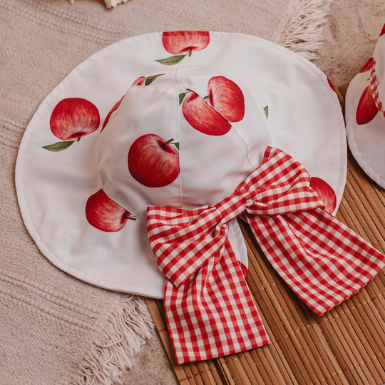 Girls Apple Print Sun Hat