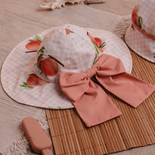 Girls Peach Print Sun Hat