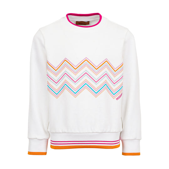 Girls White Zig Zag Sweatshirt