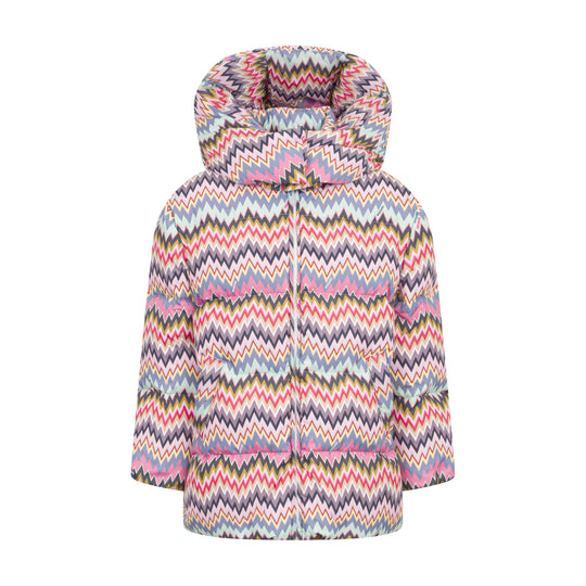 Girls Pink Zig Zag Down Jacket
