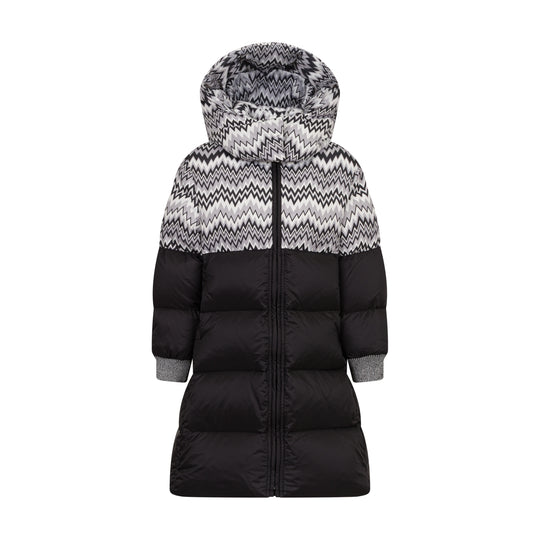 Girls Black Zig Zag Down Jacket