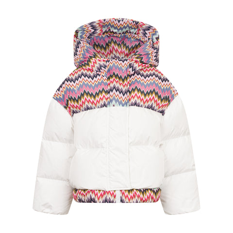 Missoni Kids Girls Ivory Zig Zag Down Jacket