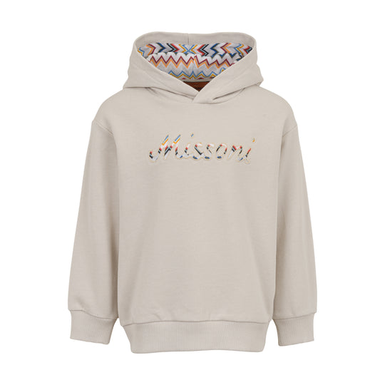 Boys Beige Logo Hoodie