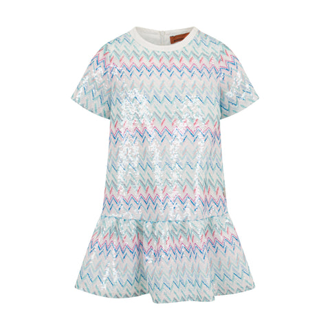 Missoni Kids Girls Blue And Pink Zig Zag Dress