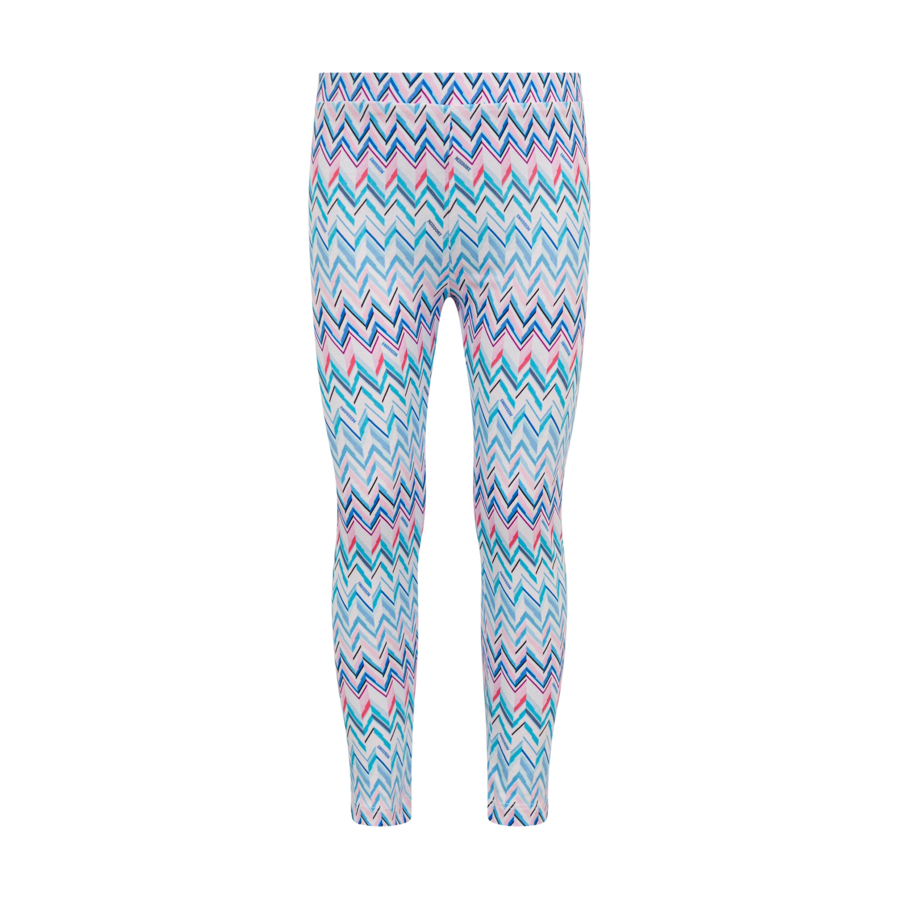 Missoni Kids Girls Blue And Pink Zig Zag Leggings