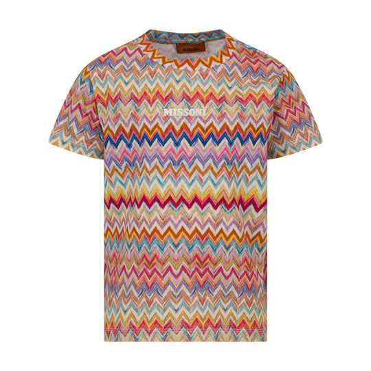 Girls Multicoloured Zig Zag Logo Top